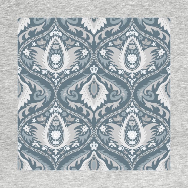Classic ogee pattern with vines on bluish gray by colorofmagic